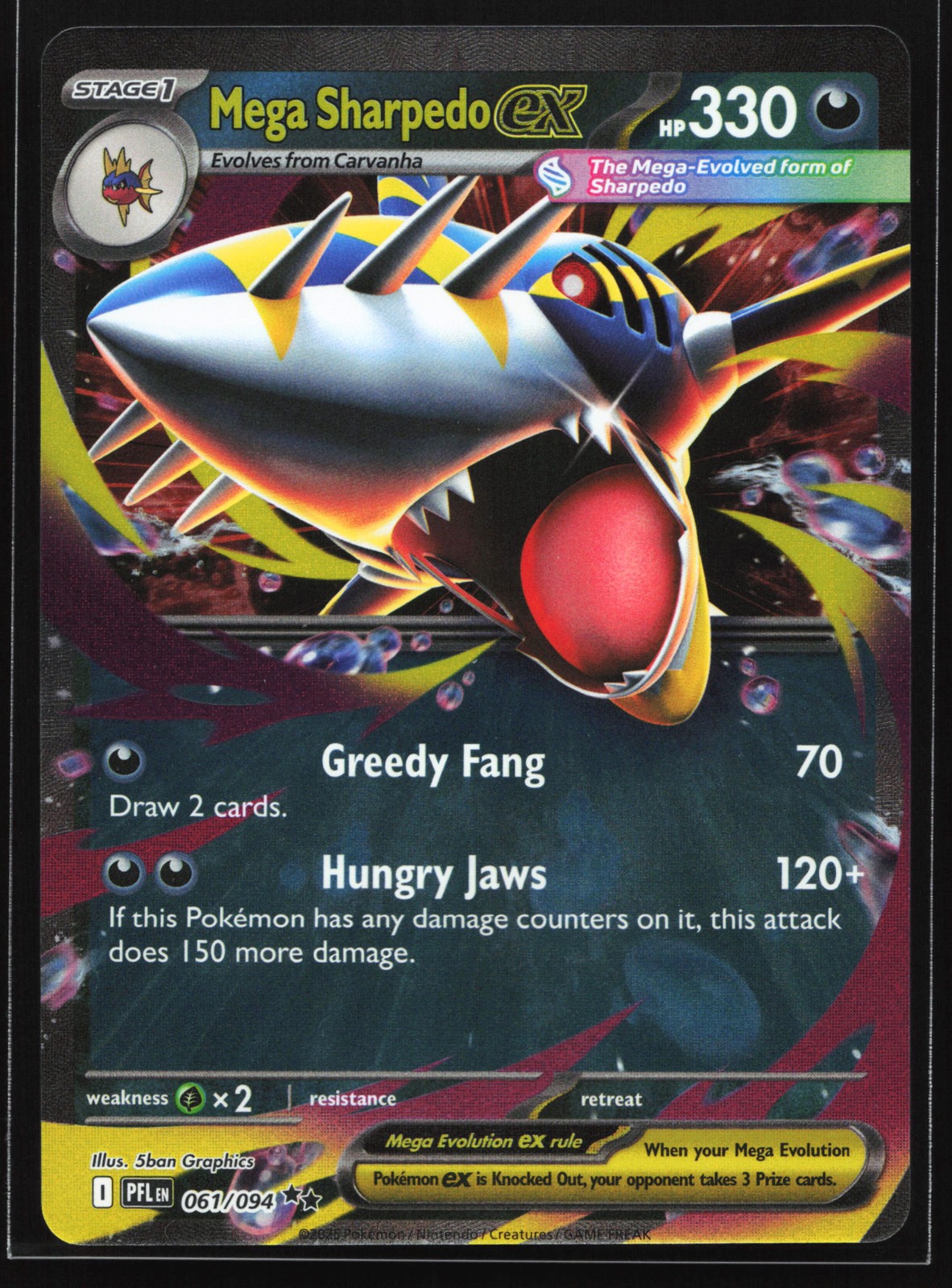 Mega Sharpedo ex 061/094 ME02: Phantasmal Flames Double Rare Pokemon Card
