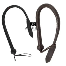 2pack Genuine Leather Whip Cowhide Leather 3 Feet Long 16 Plaits Bull Whip