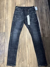Purple Brand P001 Black Wash Metallic Silver Size 29