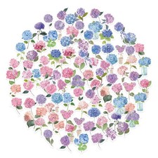 100Pcs Pastel Hydrangea Flower Stickers, Transparent Stickers for Scrapbookin...