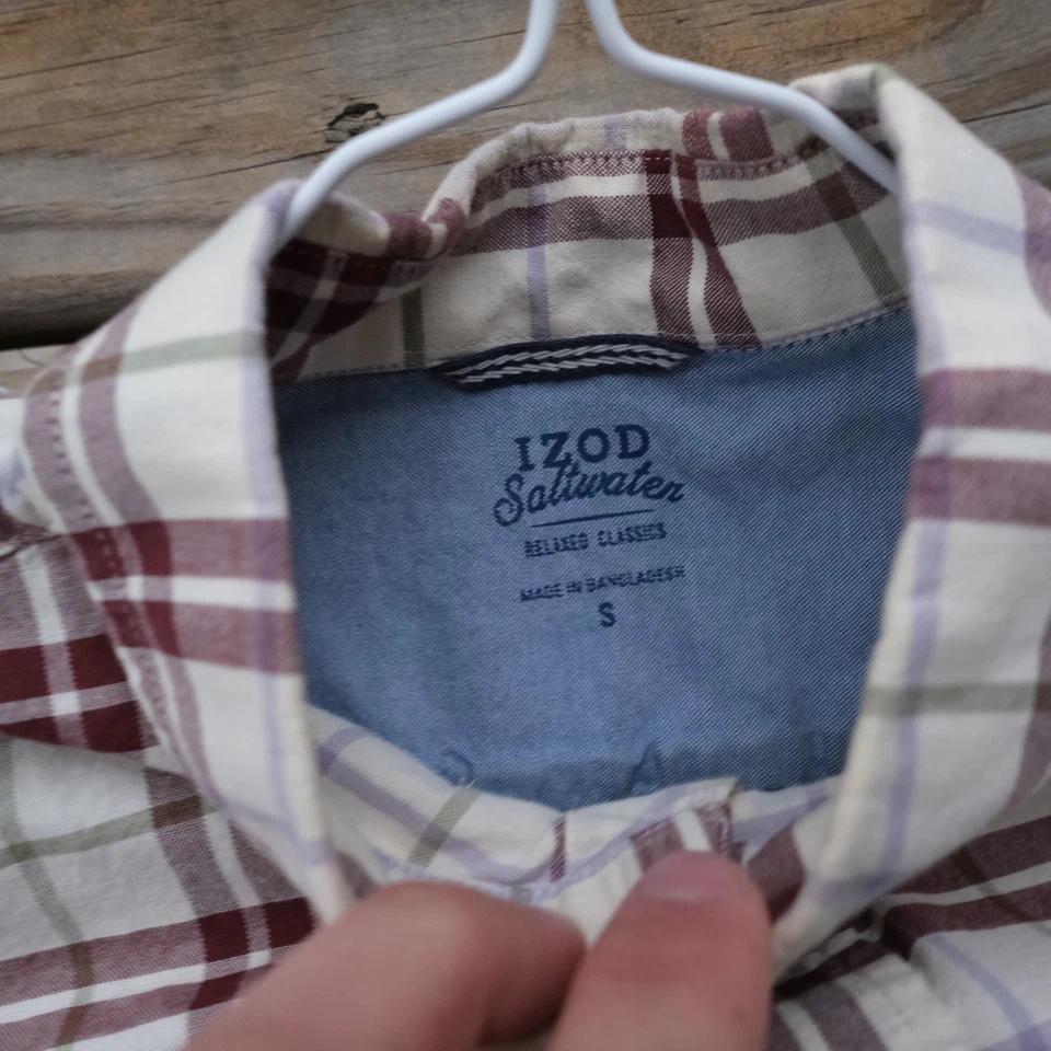 LOTE DE 5 camisas de hombre Izod de manga larga con botones talla S pequeñas a cuadros Foto 4 de 4