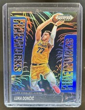 2024-25 Panini Prizm Black Luka Doncic Fireworks Blue Prizm #/199 Lakers