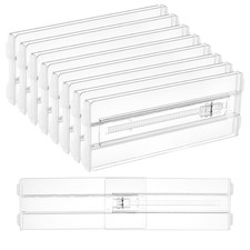Vtopmart 8 Pack Drawer Dividers for Clothes, 4" High H,10.2-16.5" L, Clear