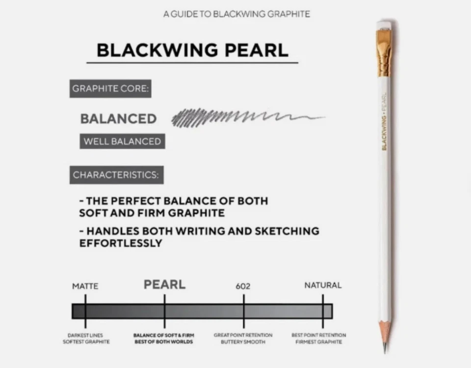 Blackwing Pencil Palomino Pearl Juego de 4 lápices borrador blanco Foto 2 de 3