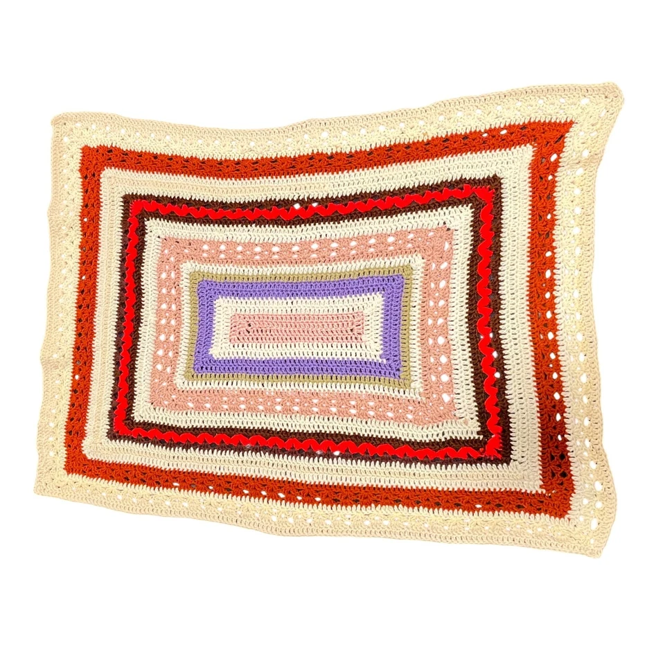 Manta afgana de ganchillo colorida hecha a mano abuela estilo cuadrado 41"x31" Foto 2 de 4