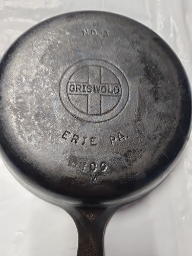 Sartén de hierro fundido Griswold Nº 3 logotipo de bloque pequeño Erie PA 709 M 6,5" sartén para saltear - Imagen 2 de 17
