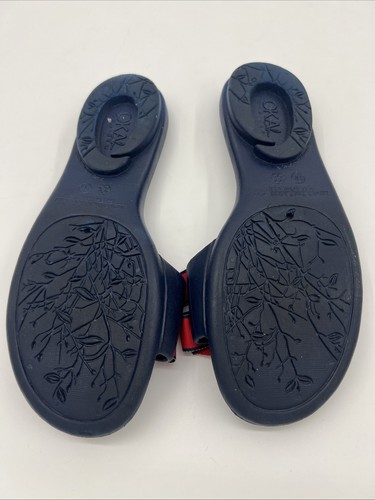 Okabashi Oka B Navy Blue Rubber Flat Sandals With Nautical Bow Women M (6/7) - Picture 4 of 7