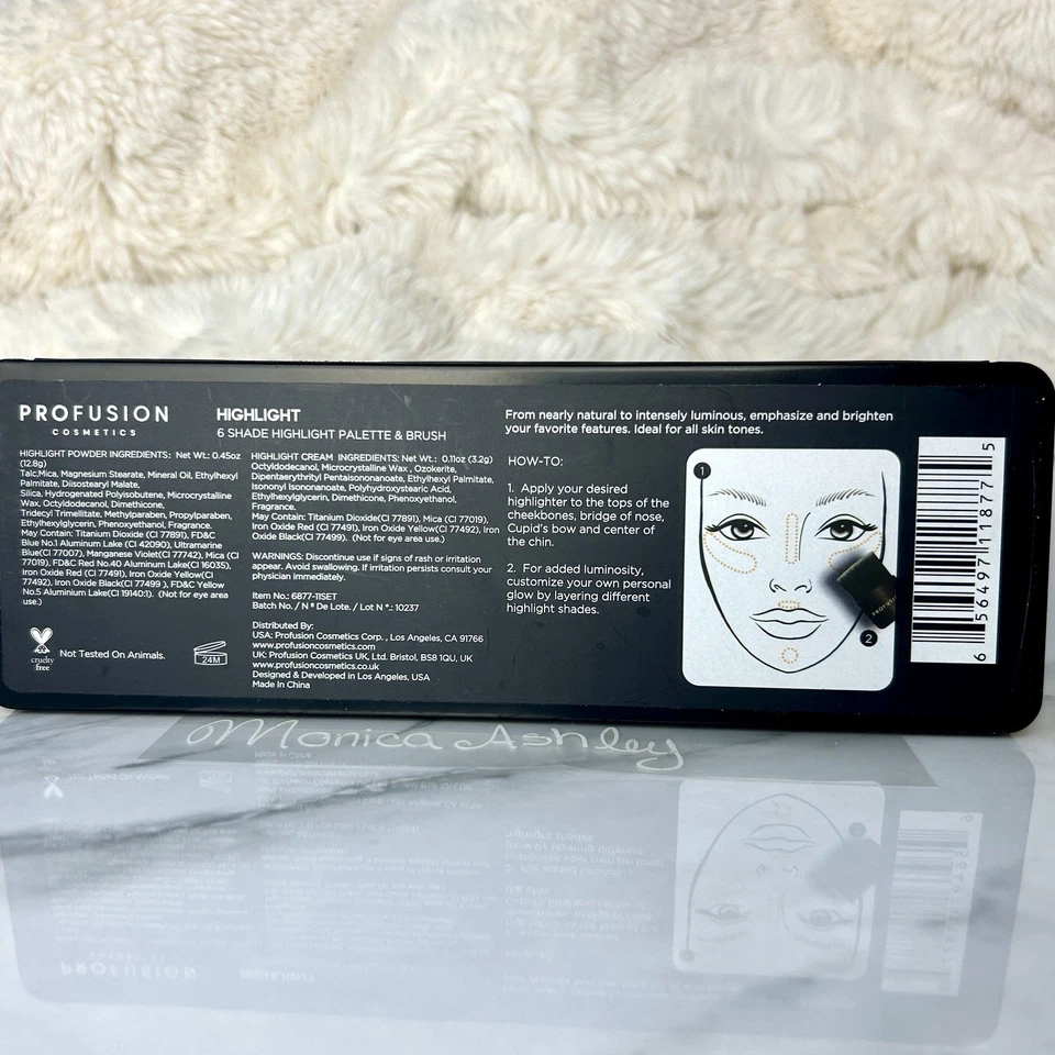 Profusion Cosmetics 6 Shade Contour / Highlight Palette & Brush in Case, New - Image 4 of 4