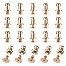 20Set Round Head Button Stud Screw 5mm Brass Chicago Screws Button Rivets Gold