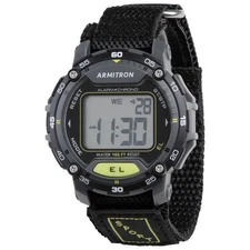 Armitron 40/8318BLK, Chronograph, Alarm, Date, 50 Meter WR, Black Nylon Strap