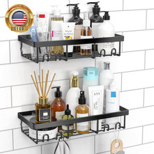 Shower Caddy Shelf Organizer Rack, Self Adhesive Black Bathroom Shelves Basket,