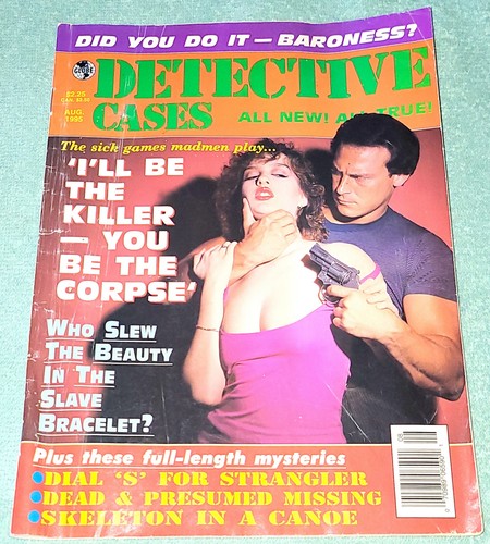 Detective Cases Magazine August 1995 Sexy Girl in Danger Cover GOOD