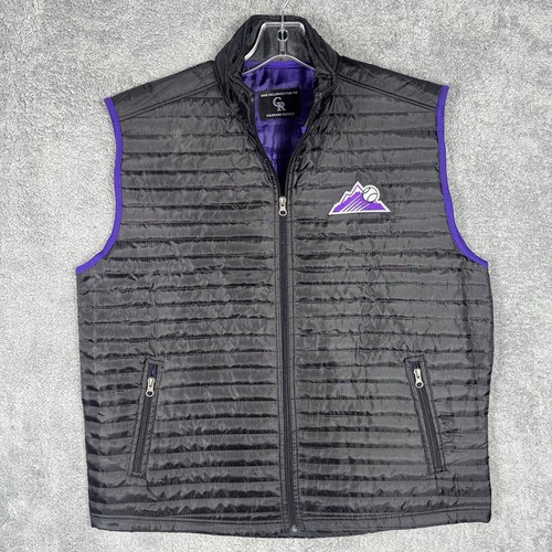 Colorado Rockies Puffer Vest Mens Large MLB Baseball Black Lightweight Full-Zip - Picture 2 of 11