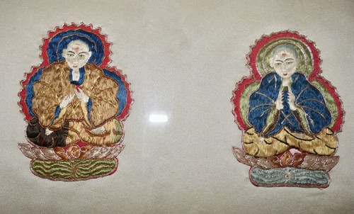 Qing Chinese 27 Imperial Immortals Figures Padded Embroidery Couching Silk Panel - Picture 12 of 23