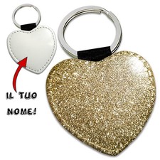 Golden Heart Custom Glitter Keychain