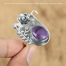 Natural African Amethyst Mother Multi Stone Boho Flower Ring Jewelry 925 Silver