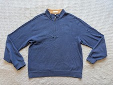 Peter Millar Sweater Mens Large Blue Cotton 1/4 Zip Mock Neck Pullover Korea
