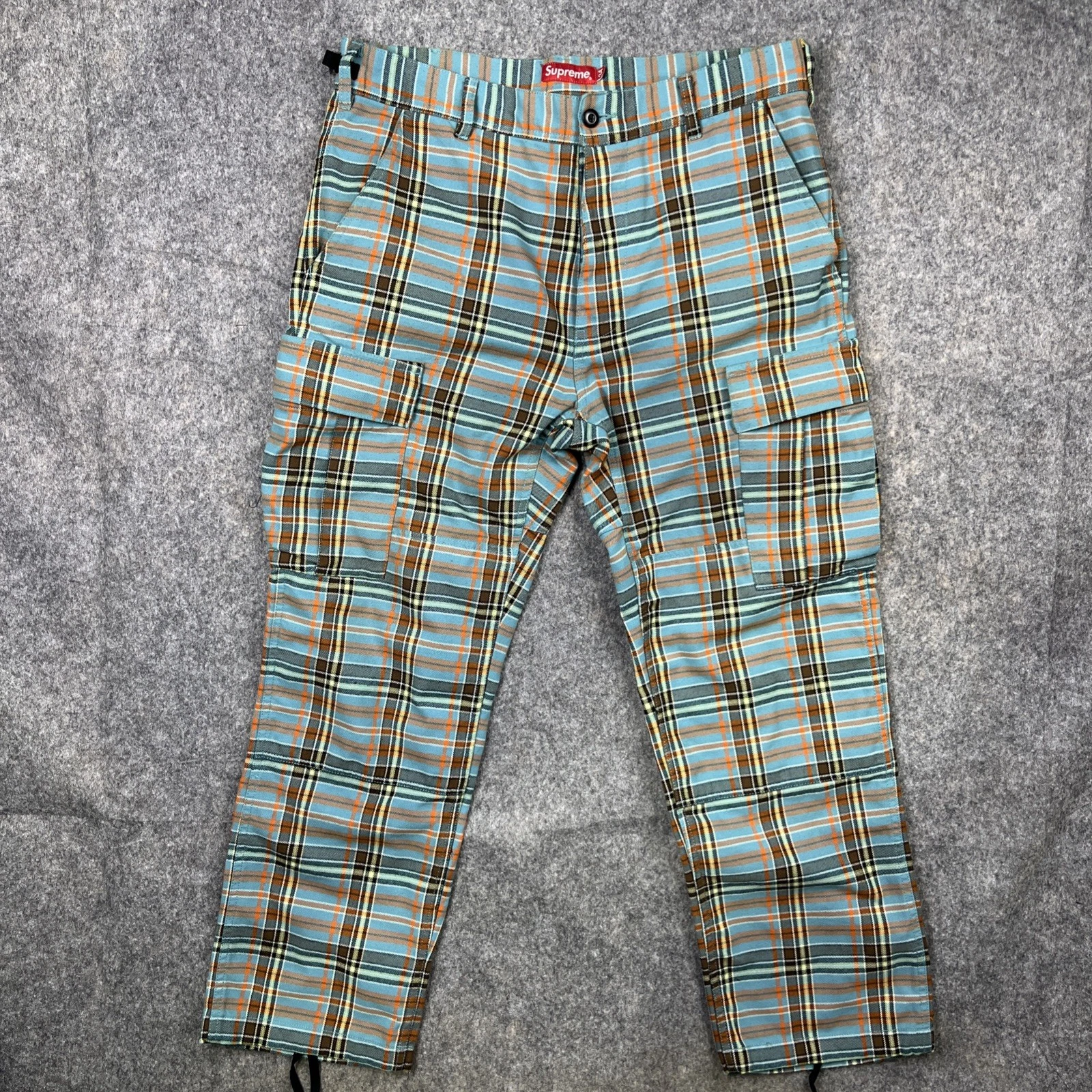 Pantalon plad homme Supreme bleu marron orange Ss17 34
