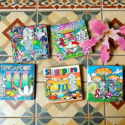 Singapore Merlion Orchid Tourist Souvenir Resin Refrigerator Fridge Magnet Craft