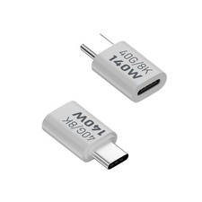 USB C Female To Male Adapter Type C Coupler Extender 140W 40Gbps White 2 PCS