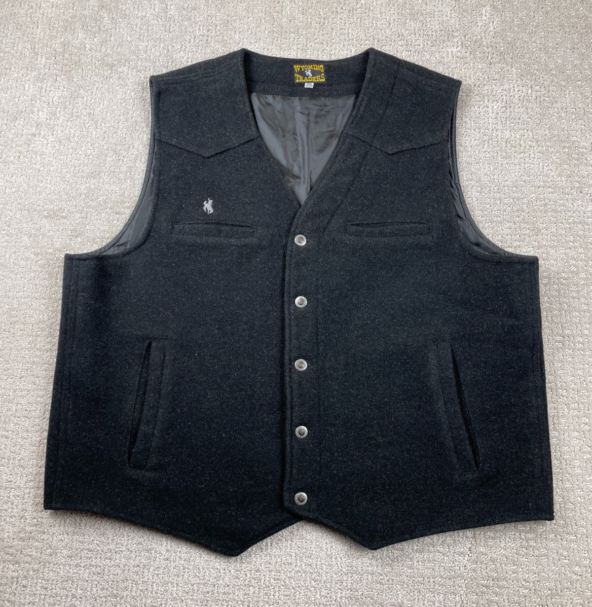 Wyoming Traders Vest Mens 3XL Black Wool Waistcoat Western Lined Button Cowboy