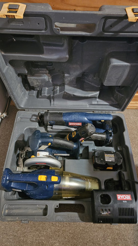 Blue Rayobi 18V Tools Set With Battery And Charger, ALL WORKS, HONEST SHIPPING $ - Picture 1 of 11