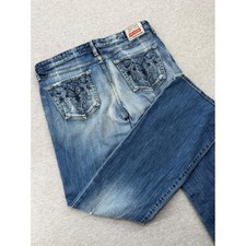 Big Star Sweet Low Boot Jeans Womens 31R Medium Wash Embroidered Bootcut USA