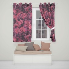 Image of Dark Red Floral Eyelet Blackout Curtains Deep Red Flower Window Drapes Elegant