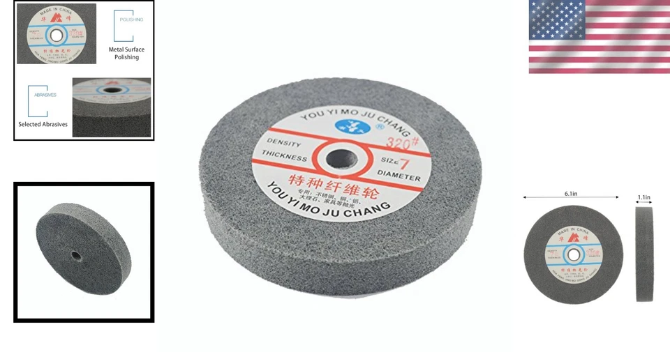 Roda de moedor de bancada de 6 polegadas com carboneto de silício cerâmica nylon abrasivo 320 grãos - Imagem 2 de 4