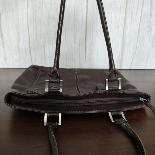 Clarks England Smooth Leather Rich Brown Double Handle Shoulder Bag Satchel - Picture 17 of 21