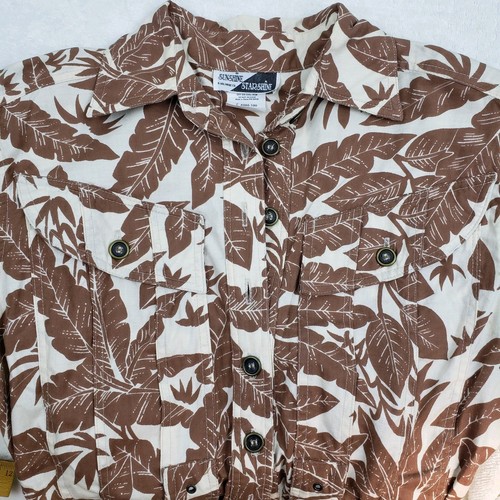 Vintage 80s Sunshine Cotton Tropical Print Short Sleeve Jumpsuit - Picture 6 of 9