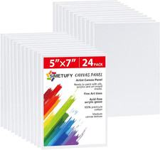 24 Pack Canvas Boards for Painting 5X7 Inch Small Canvas Panels Blank, Gesso Pri