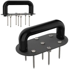 Qsxou Hand Tiller Garden Tool Lawn Aerator Spike Manual Aerator, Black 