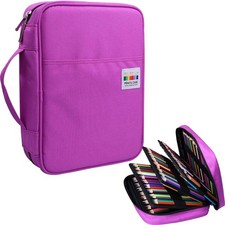 220 Slots Colored Pencil Case Large Capacity Zipper Pen Holder Organizer Bag