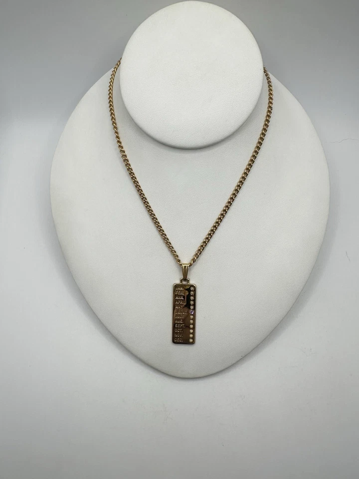 ¿Colgante de cristal cumpleaños junio tono dorado? Collar Piedra 18 pulgadas Zodiaco Calendario Leer Foto 2 de 4