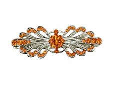 Gorgeous Orange Rhinestone Crystal Small Floral Hair Barrette Clip Elegant