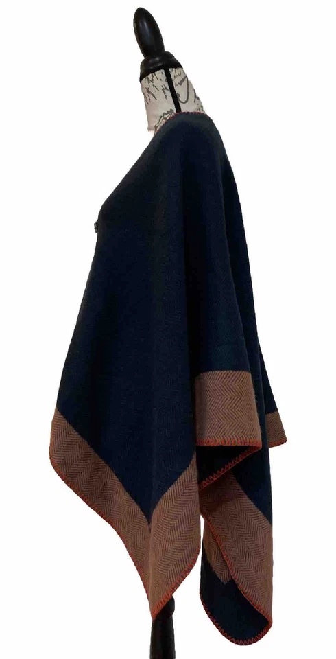 Poncho Vince Camuto verde azulado espiga punto látigo Ruana capa chal Foto 3 de 4