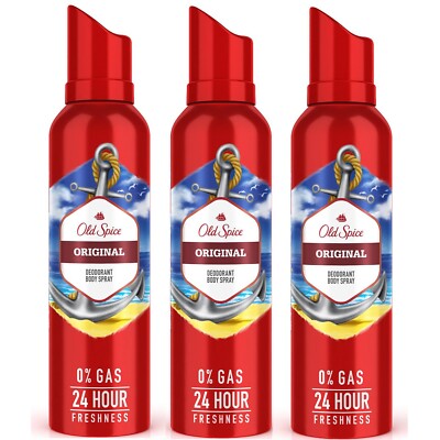 3X Old Spice Original No Gas 24 hour Long Lasting Freshness Deodorant 140ml