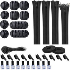 2 Cable Management Kit Wire/Cord Organizer Zip Ties Holder Clips Adhesive US