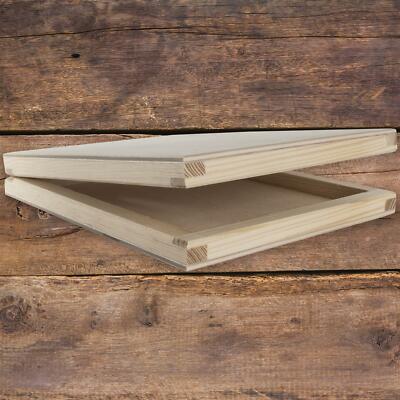 Flache flache unlackierte rechteckige Holzkiste mit Deckel | 14,5 x 16,5 x 2,5 cm