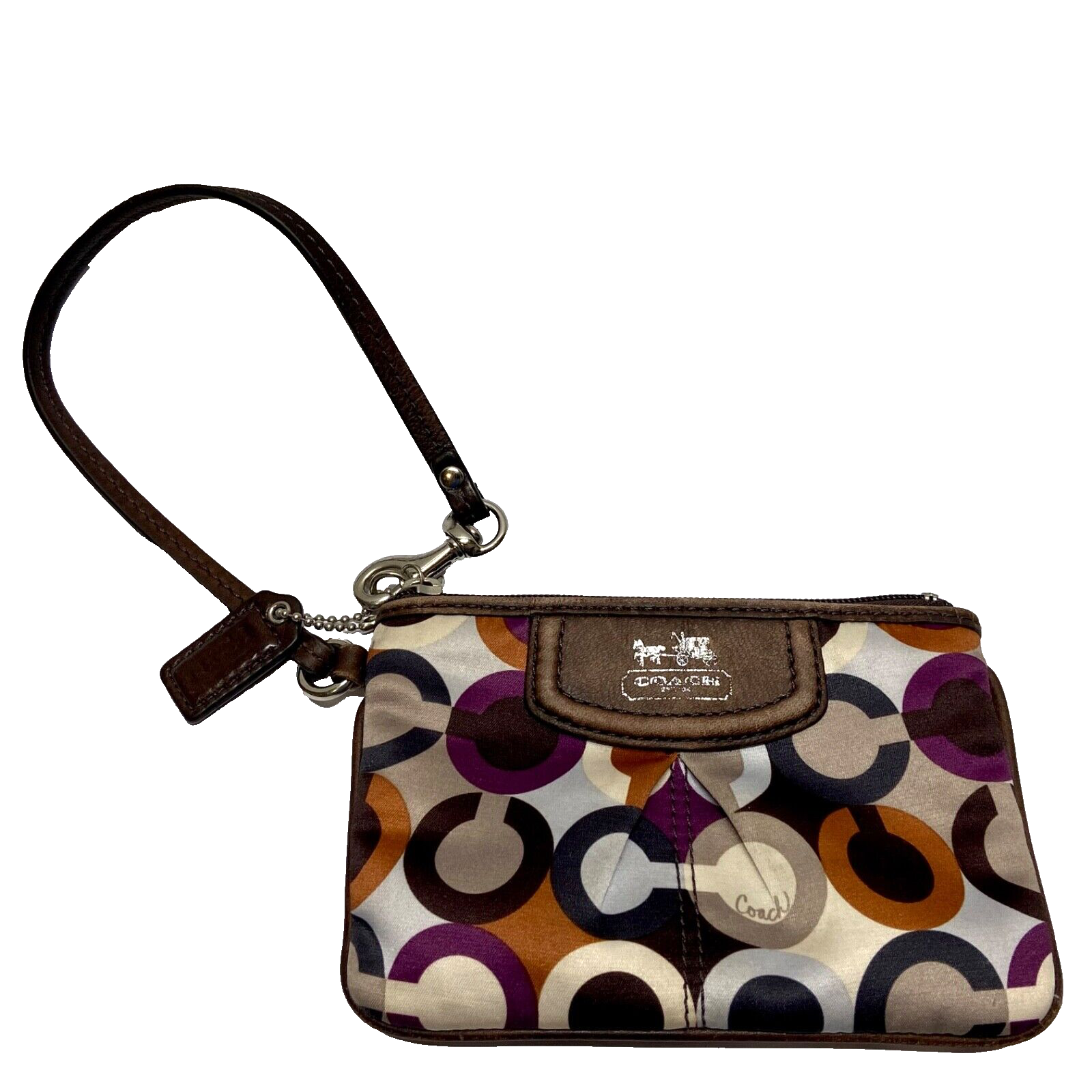 Coach Op Art Madison Wristlet Multicolor Signature Sateen Wristlet Leather Trim