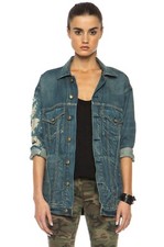 R13 Womens 240052 Casual Denim Trucker Jacket Button Front Selvedge Size X-small