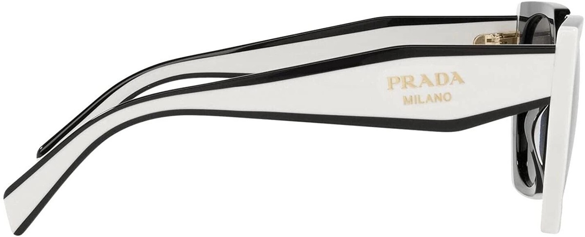 Prada PR15WS 09Q5S0 Sunglasses Black White Gray Cat Eye Women PR15WS 09Q5S0 Black/Talc/Dark Grey main image 3