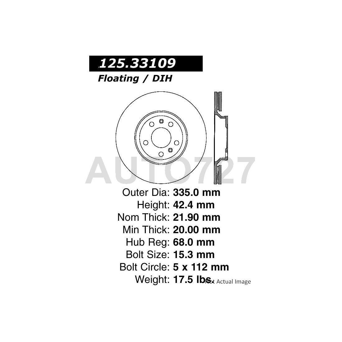 Centric Parts Rear 2PCS Disc Brake Rotor For Bentley Continental