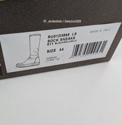 RICK OWENS LEATHER RAMONES SOCK SNEAKERS CALF HIGH (BLACK 41, 44