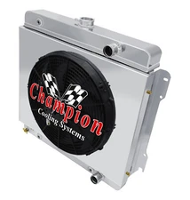AAR Champion 3 Row Radiator,16" Fan,Shroud - 1971 1972 Fargo D100 Pickup L6 Eng
