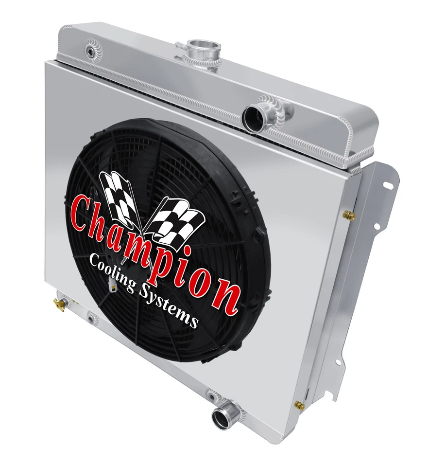 KR Champion 2 Row Radiator,16" Fan,Shroud - 1971 - 1974 Dodge W300 Pickup L6 Eng - Image 3 of 4