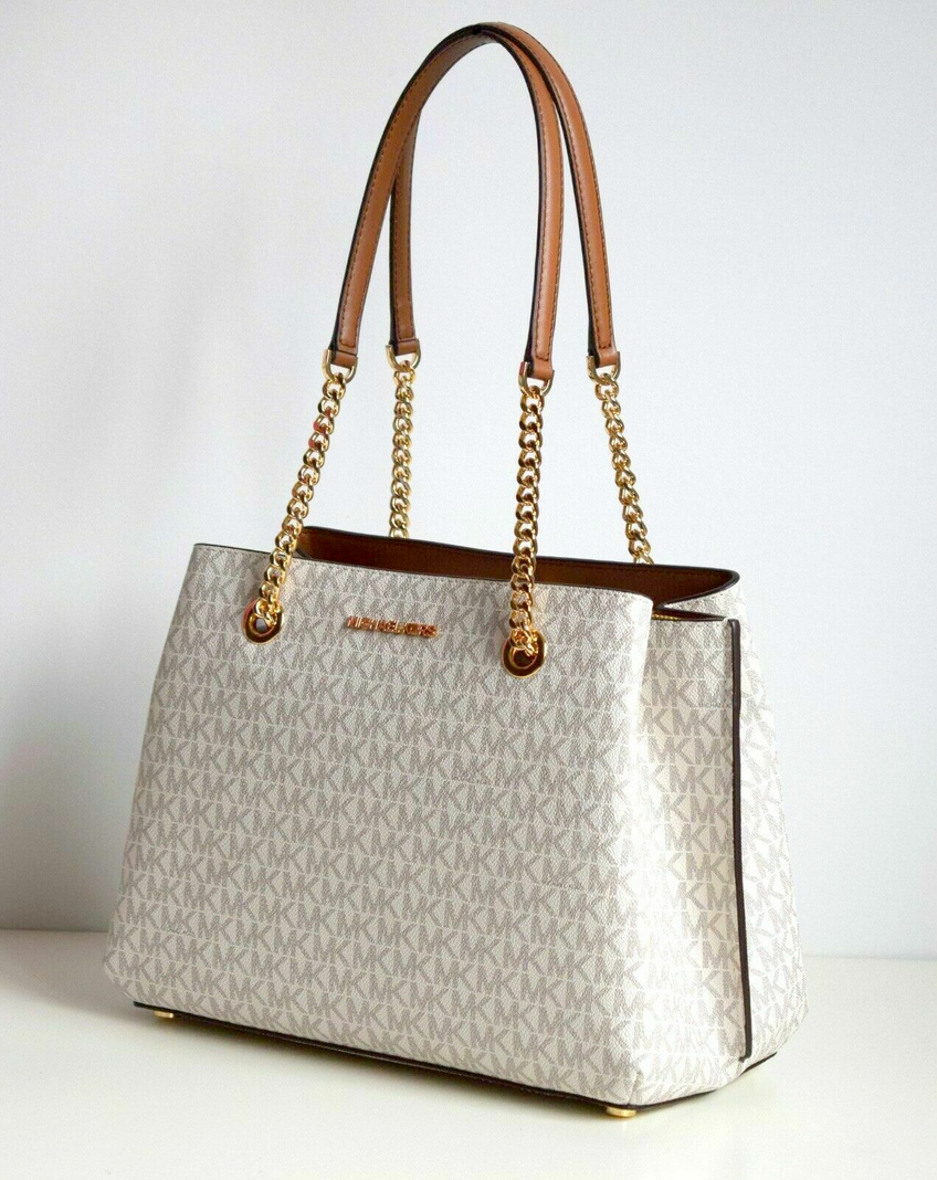 Michael Kors Teagan Large Logo Shoulder Bag VANILLA NWT 193599709826