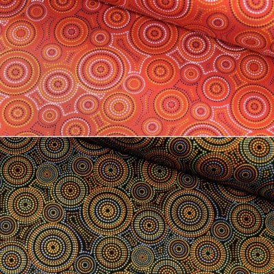 100% Baumwolle Patchworkstoff Nutex geometrische Punkte konzentrische Kreise Malkamalka