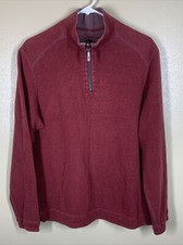Tommy Bahama 1/4 Zip Reversible Ribbed Pullover Sweater Men  s Medium Red